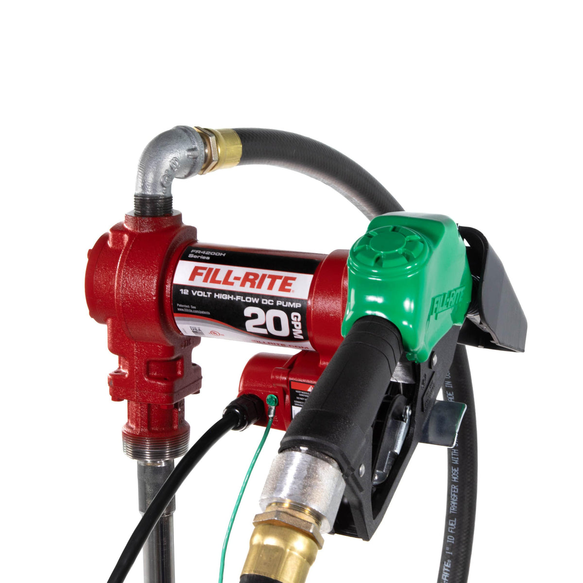 FILL RITE FR4210HD Fill-Rite FR4210HD 12V 20 GPM Fuel Transfer Pump with Discharge Hose & Automatic Nozzle, Green | Gasoline, Diesel, Kerosene, Ethanol & Methanol Blends & Biodiesel