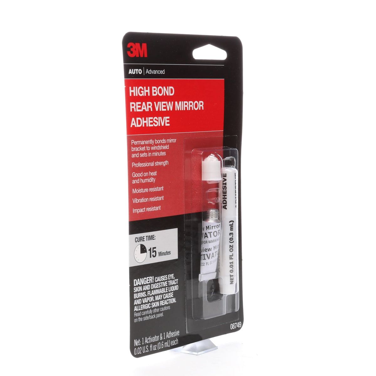 3M 08749 3M High-Bond Rearview Mirror Adhesive, 08749, 0.02 fl oz, 1 Per Pack