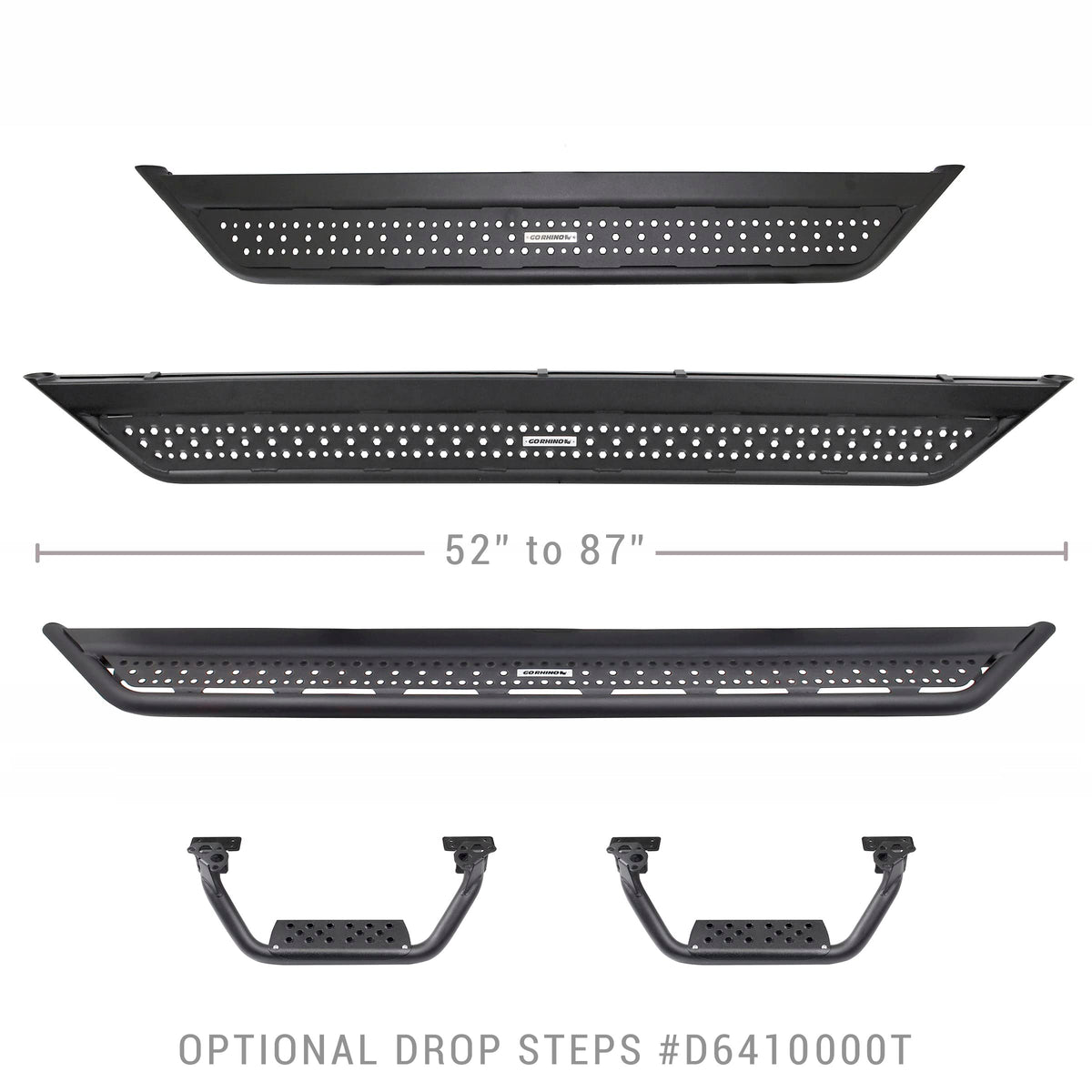 GO RHINO D60057T Go Rhino Dominator Xtreme D6 SideSteps – 57", Mild Steel, Textured Black – D60057T
