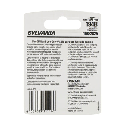 SYLVANIA 194BSL.BP2 SYLVANIA 194 T10 W5W LED Blue Mini Bulb, Interior Light, 2 Bulbs