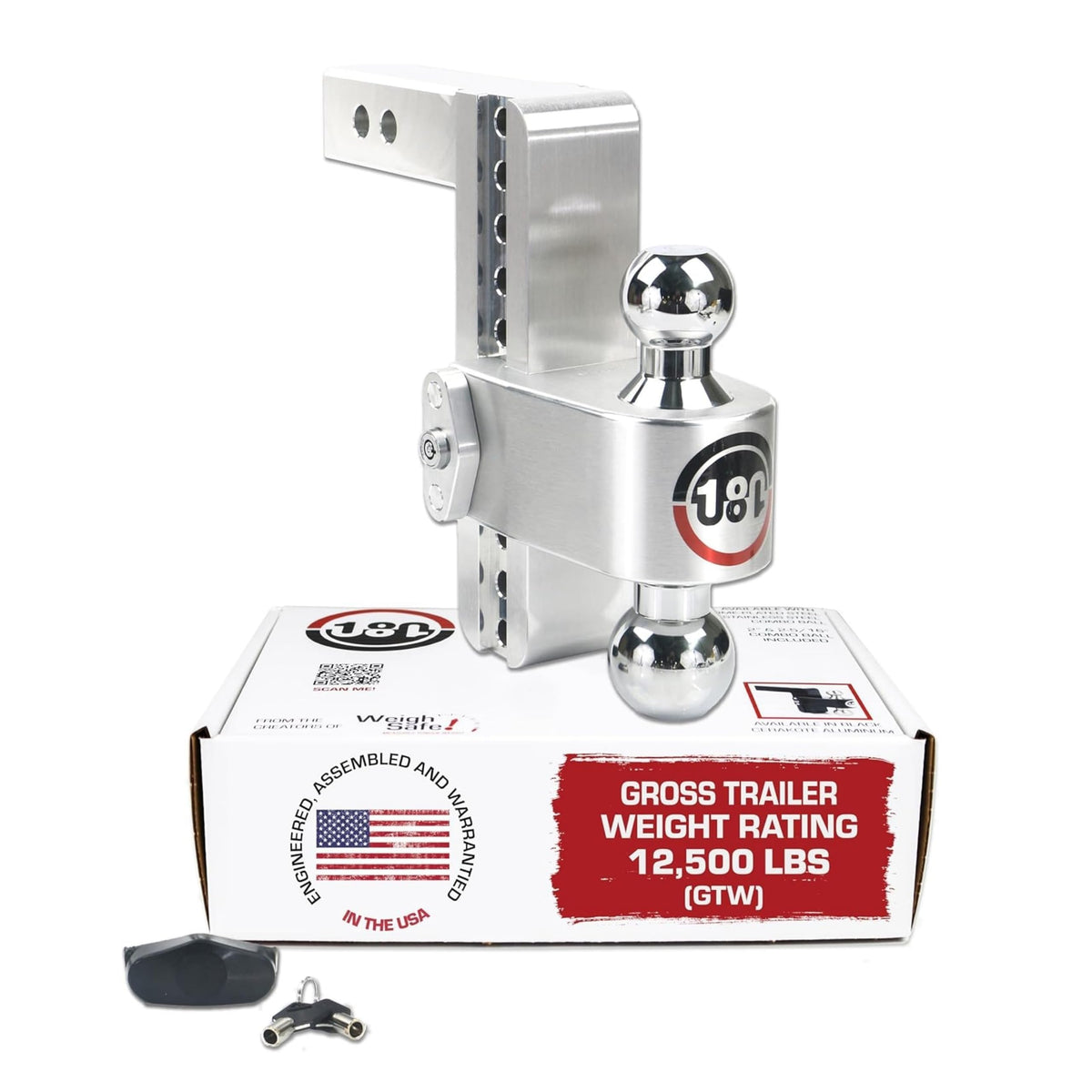 WEIGH SAFE CTB8-2 Weigh Safe 180 Hitch - Adjustable Trailer Hitch Ball Mount - 8" Adjustable Drop Hitch for 2" Receiver - Heavy Duty Aluminum Trailer Tow Hitch w/ Chrome Plated Tow Balls (2" & 2 5/16") - 12,500 GTW