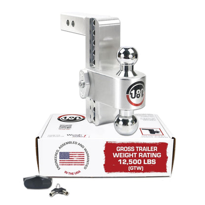 WEIGH SAFE CTB8-2 Weigh Safe 180 Hitch - Adjustable Trailer Hitch Ball Mount - 8" Adjustable Drop Hitch for 2" Receiver - Heavy Duty Aluminum Trailer Tow Hitch w/ Chrome Plated Tow Balls (2" & 2 5/16") - 12,500 GTW