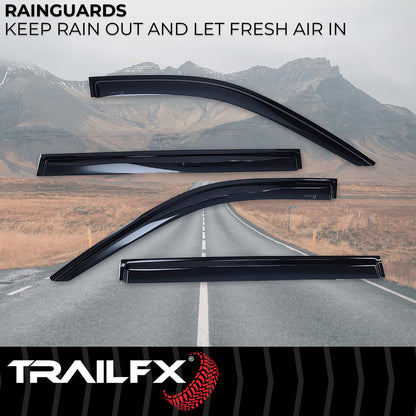 TRAILFX 4716H TrailFX Acrylic Rainguards Fits 2021-2024 Chevrolet Suburban 2021-2024 GMC Yukon XL Low Profile Tape-On Smoke Window Vents Outside Channel Mount Set of 4 Rain Guards TrailFX 4716H