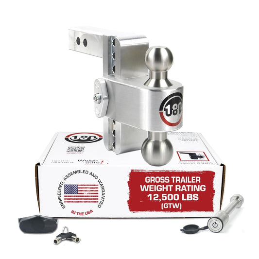 WEIGH SAFE LTB6-2-KA Weigh Safe Adjustable Trailer Hitch Ball Mount, 6" Adjustable Drop Hitch for 2" Receiver w/ 2 pc Keyed Alike Lock Set, Heavy Duty Aluminum Trailer Tow Hitch w/ Stainless Steel Tow Balls, 12,500 GTW