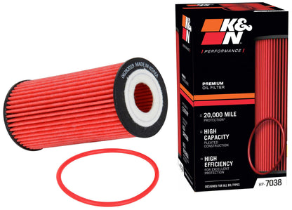 K&N FILTER HP-7038 K&N Oil Filter: 20,000 Mile Engine Protection, High Efficiency, HP-7038