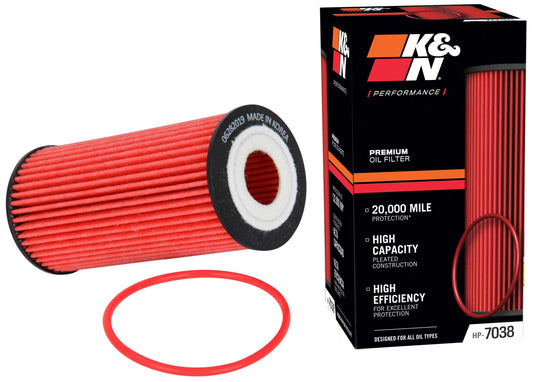 K&N FILTER HP-7038 K&N Oil Filter: 20,000 Mile Engine Protection, High Efficiency, HP-7038