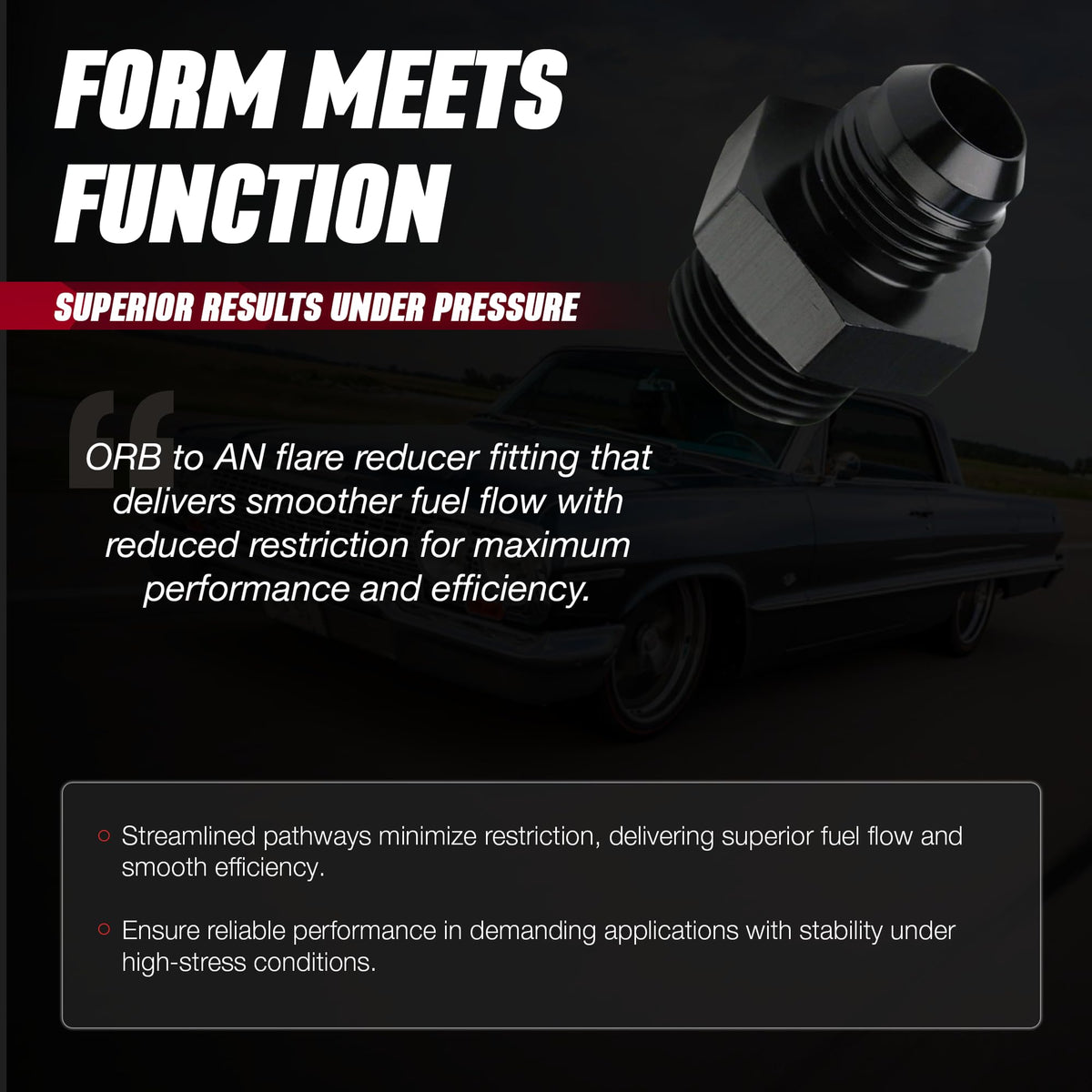 AEROMOTIVE 15610 Aeromotive ORB-10 to AN-08 Male Flare Adapter Fitting - 10 ORB - 15610