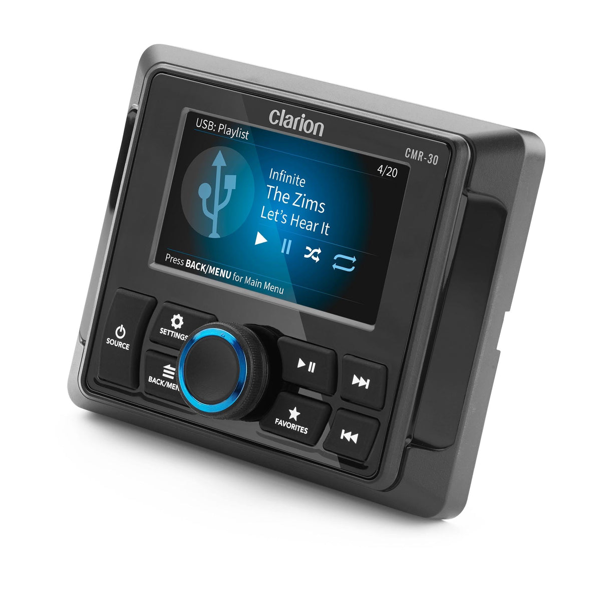 CLARION 010-03228-00 Clarion CMR-30 Wired Marine Remote with 3" Full-Color LCD Display, IP67, Compatible with CMM-20, CMM-30 & CMM-30BB