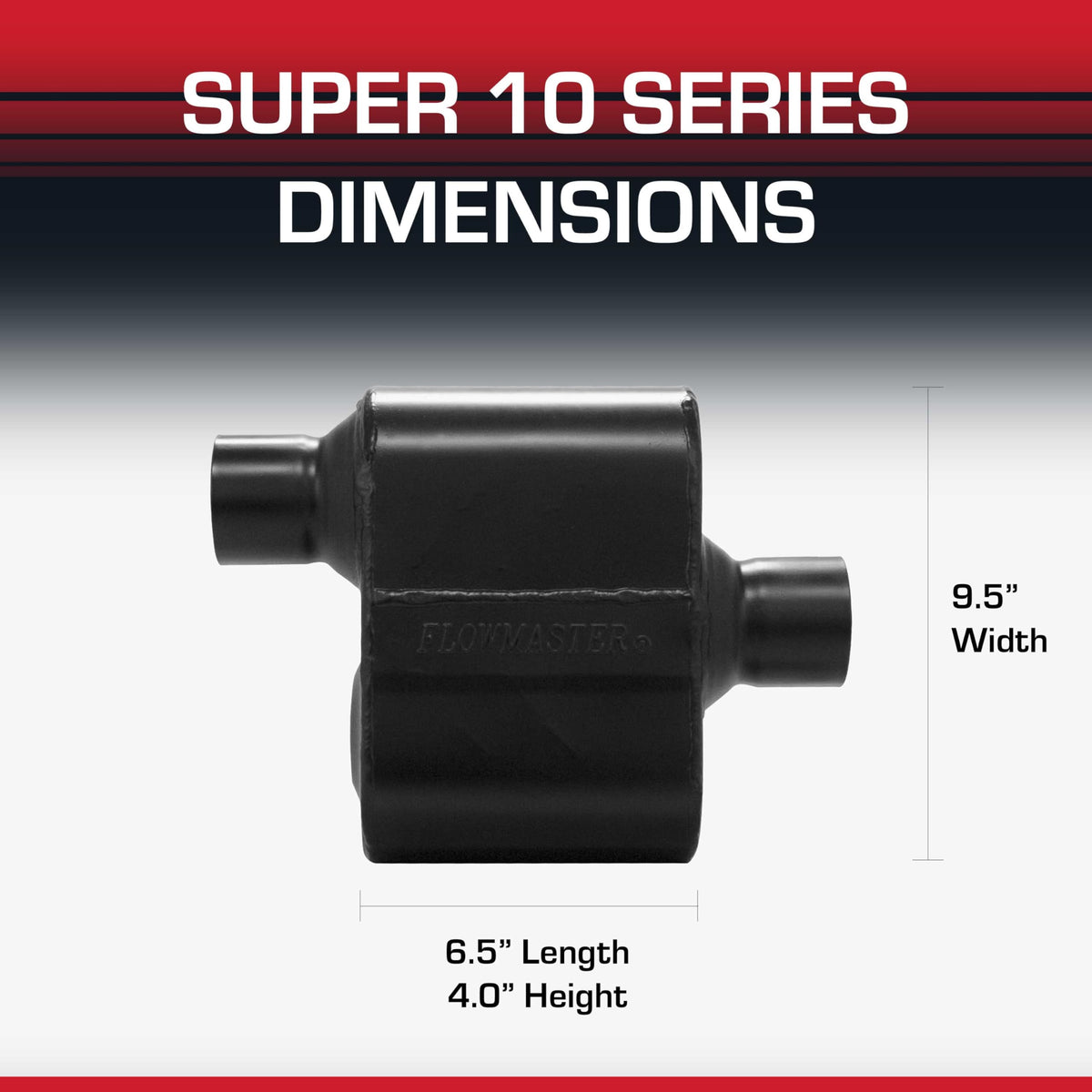 FLOWMASTER 842516 Flowmaster Super 10 Series Muffler – 2.50" Offset In / 2.50" Center Out