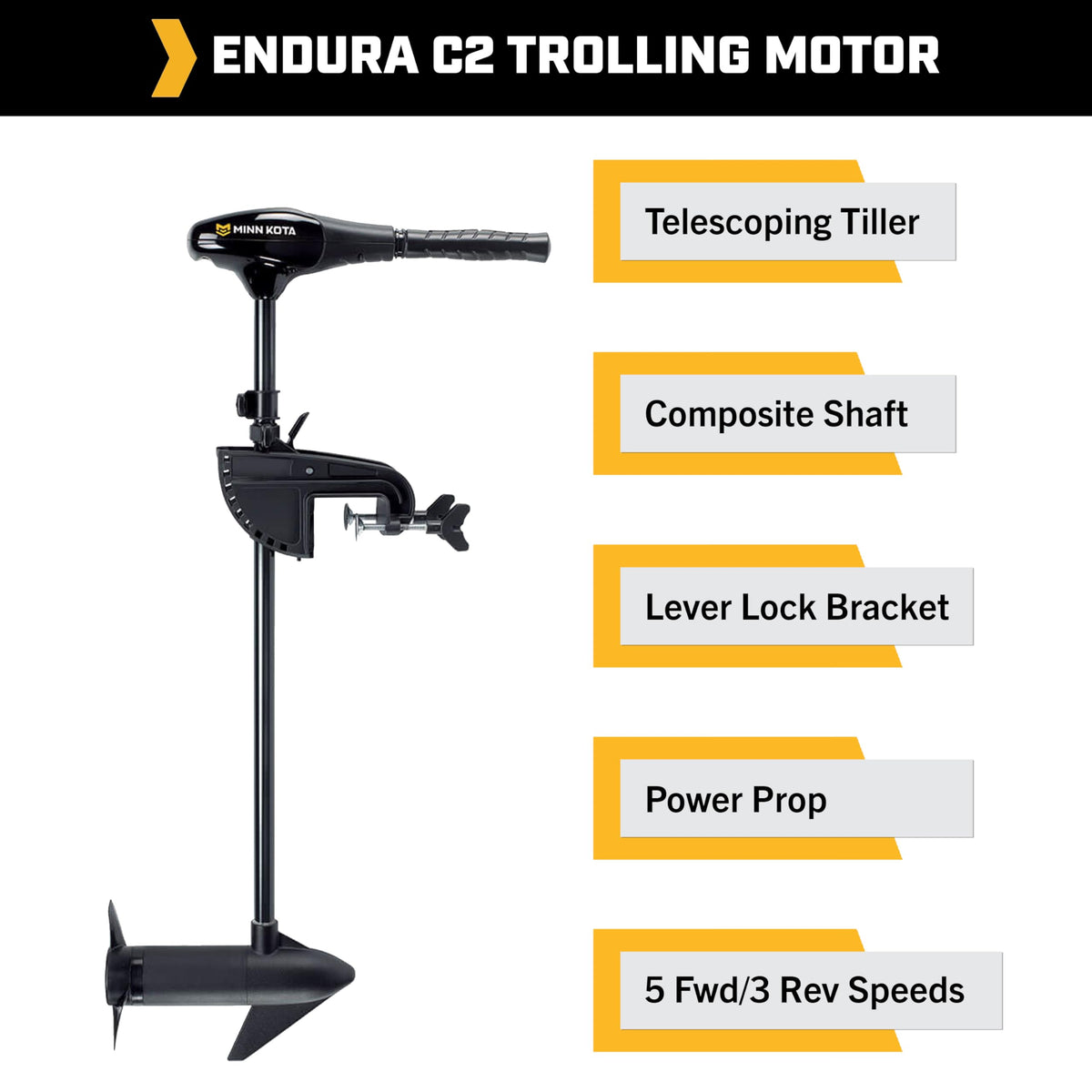 MINN KOTA 1352272M Minn Kota Endura C2 Transom-Mount Electric Trolling Motor – 40 Lb. Thrust, 36 In. Shaft, Freshwater