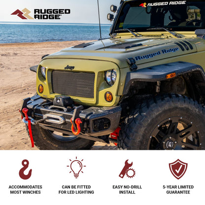 RUGGED RIDGE 11549.05 Rugged Ridge Arcus Bumper, Front for Jeep Wrangler/Gladiator | Stubby w/Tubular Overrider, Steel, Black | 11549.05 | Fits 2018-2025 Jeep Wrangler JL; 2020-2025 Jeep Gladiator JT