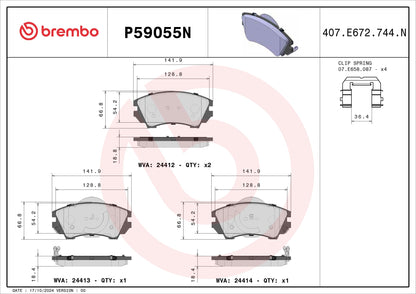 BREMBO P59055N Brembo P59055N Premium Ceramic Front Disc Brake Pad Set BENTLEY/BUICK/BUICK (SGM)/CHEVROLET/CHEVROLET (SGM)/HOLDEN/OPEL/SAAB/VAUXHALL OE# 13237751