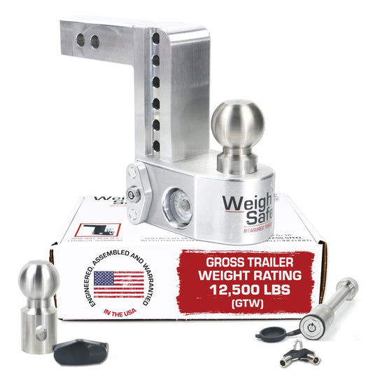 WEIGH SAFE WS6-2-KA Weigh Safe Trailer Hitch Ball Mount, 6" Drop, 2" Receiver, Weight Scale