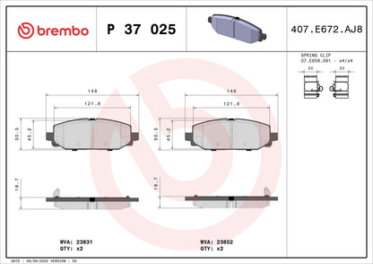BREMBO P37025 Brembo P37025 BRAKE PAD