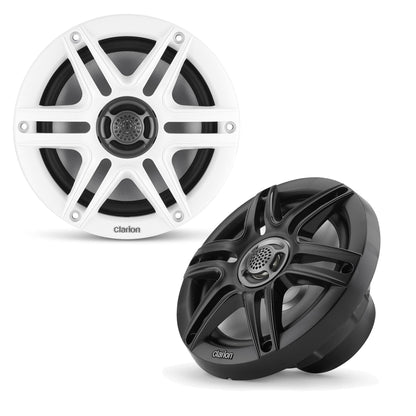 CLARION 010-03045-00 Clarion CMS-651-SWB 6.5-inch Coaxial Marine Speakers 30W RMS Power handling 1/2-inch (13 mm) Polymer Dome Tweeter Includes White & Black Sport Grilles