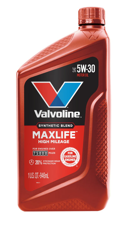 VALVOLINE VV1556 Valvoline MaxLife High Mileage 5W-30 Synthetic Blend Motor Oil 1 Quart, Pack of 6