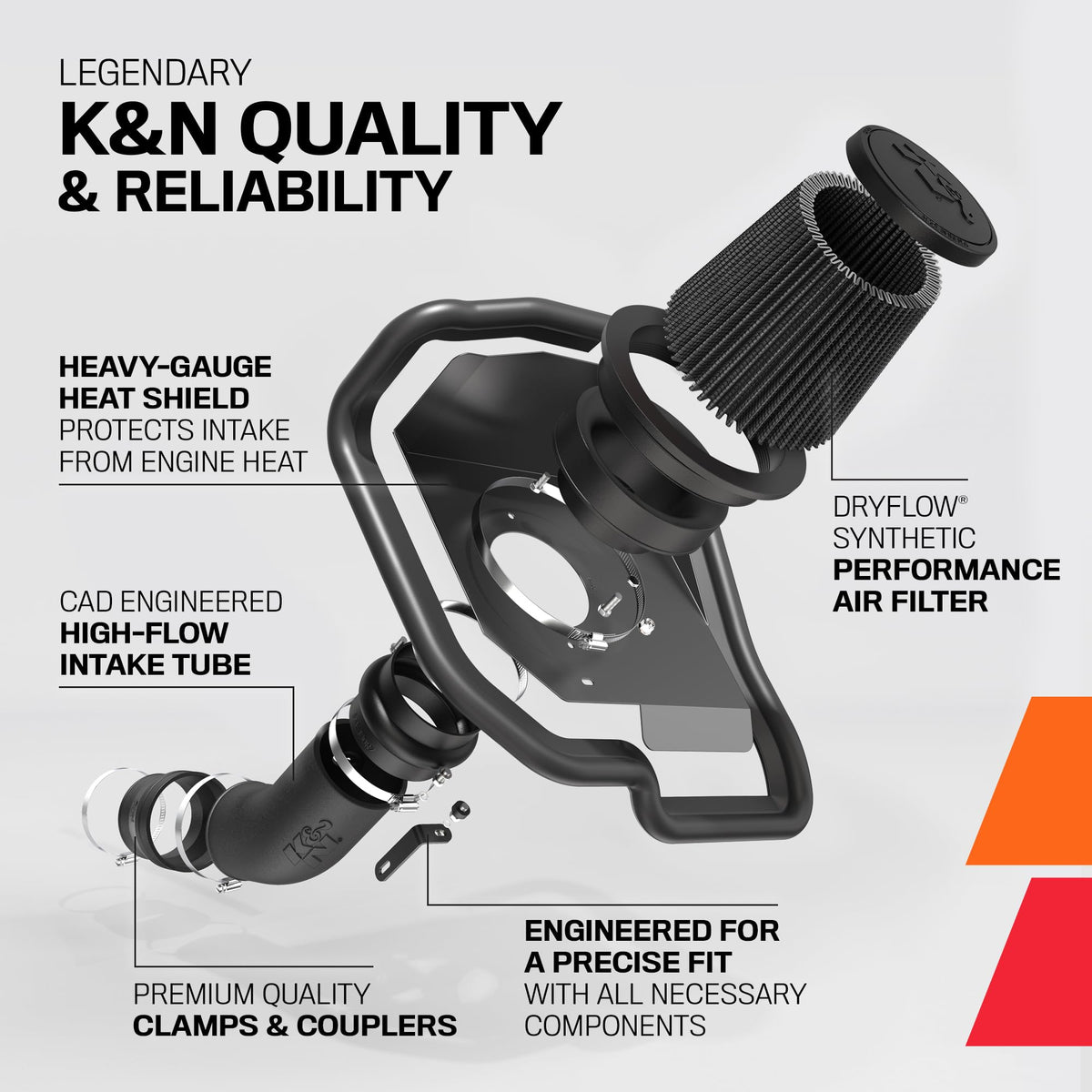 K&N FILTER 30-2591 K&N Cold Air Intake System: Dry-Flow Air Filter, Increase Performance & Towing: Compatible with 2015-2020 Ford: F150, 30-2591