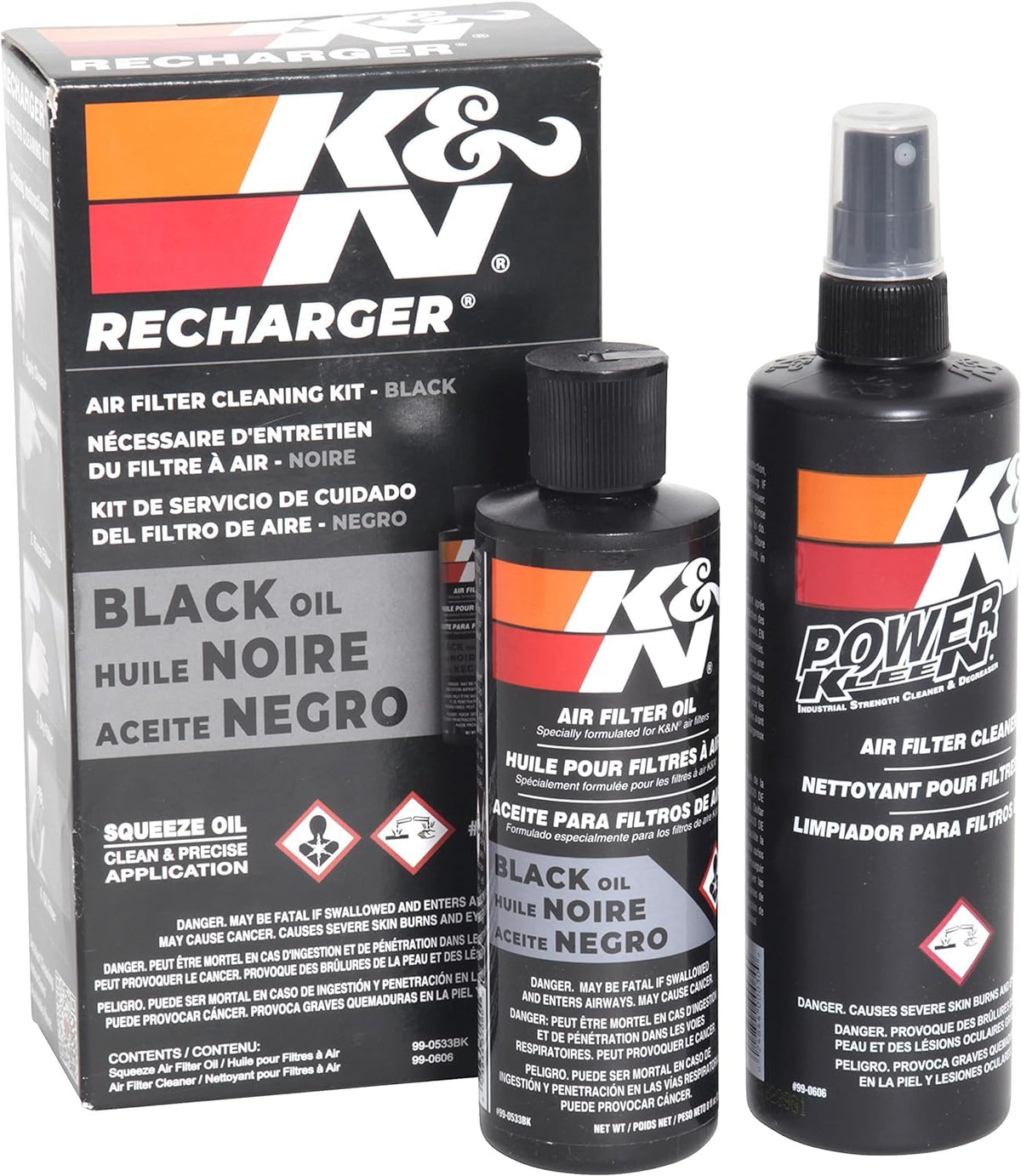 K&N FILTER 99-5050BK K&N Air Filter Cleaning Kit: Squeeze Bottle Filter Cleaner and Black Oil Kit; Restores Engine Air Filter Performance; Service Kit-99-5050BK