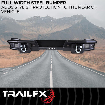 TRAILFX BR004T TrailFX Rear Bumper for Ford Bronco 2021-2025 Matte Black Powder Coated Steel Full Width D-Rings License Plate Bracket LED Cube Light Mounts TrailFX BR004T