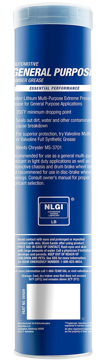 VALVOLINE VV609 Valvoline General Purpose Amber Grease 14.1 OZ Cartridge