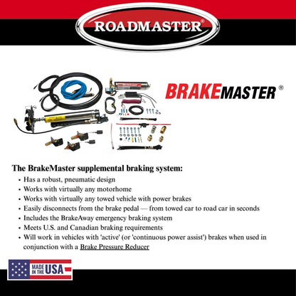 ROADMASTER 9160 Roadmaster 9160 Brakemaster Brake System with BrakeAway Kit fits Motorhomes with Air or Air Over Hydraulic Brakes | Fully US and Canadian Brake Compliant | Easy Installation