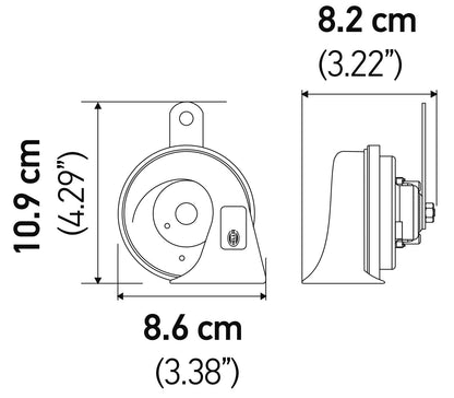 Hella 012010971 Black 12V Trumpet Horn Kit (Universal