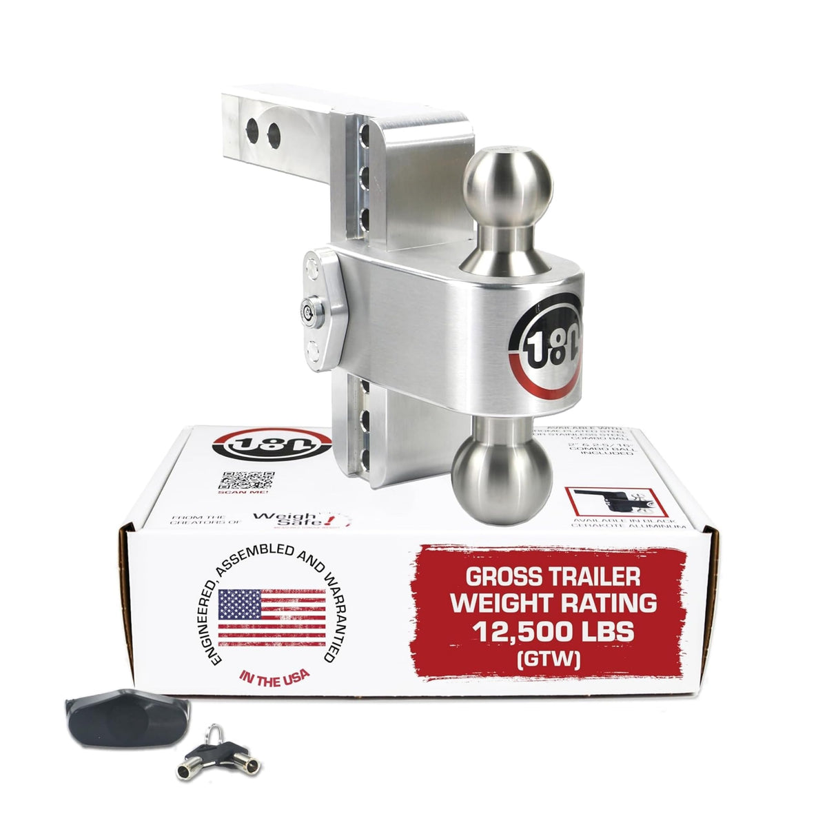 WEIGH SAFE LTB6-2 Weigh Safe Adjustable Trailer Hitch Ball Mount - 6" Adjustable Drop Hitch for 2" Receiver - Premium Heavy Duty Aluminum Trailer Tow Hitch w/ Stainless Steel Tow Balls (2" & 2 5/16") - 12,500 lbs GTW