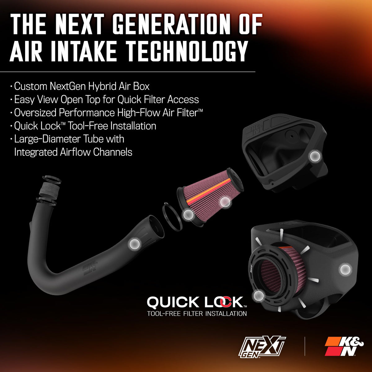 K&N FILTER 50-2544 K&N NextGen Cold Air Intake System: High-Flow Cotton Filter: Compatible with 2011-2023 Dodge/Chrysler: Challenger, Charger, 300, 300C, 50-2544