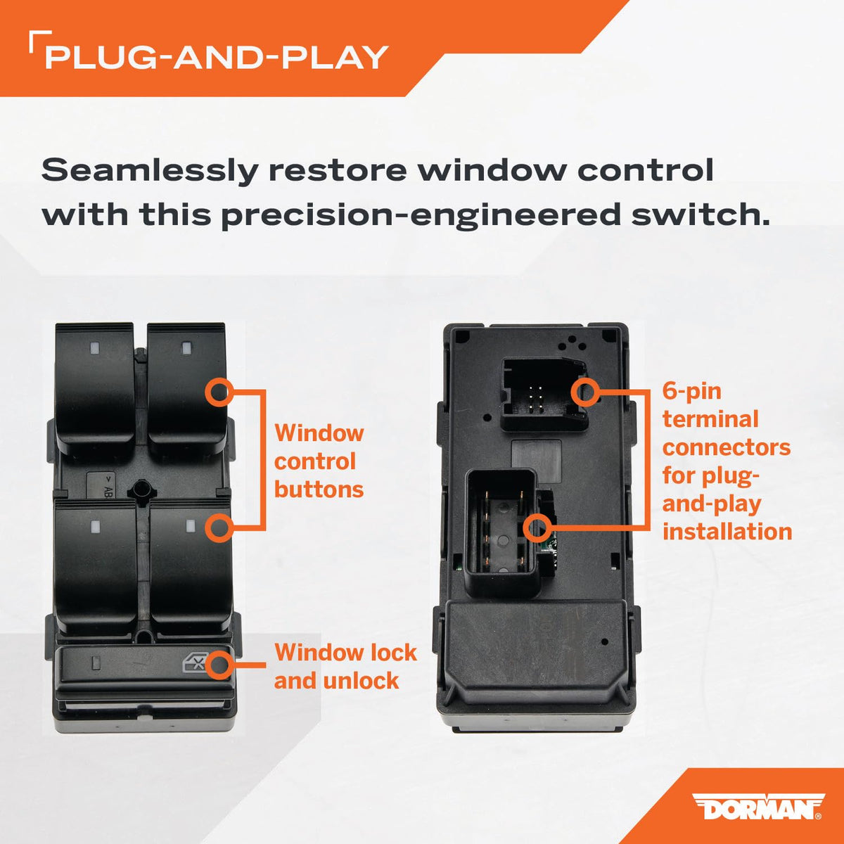 DORMAN 901-341 Dorman 901-341 Front Driver Side Window Switch Compatible with Select Chevrolet / GMC Models