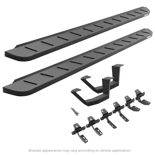 GO RHINO 63441734810PC RealTruck RB10 Running Board, Brackets, 1 Pair Drop Steps – Galvanized Steel, Textured Black – 63441734810PC – Fits 2017-2026 Ford F-250, F-350 Super Duty Standard Cab Pickup