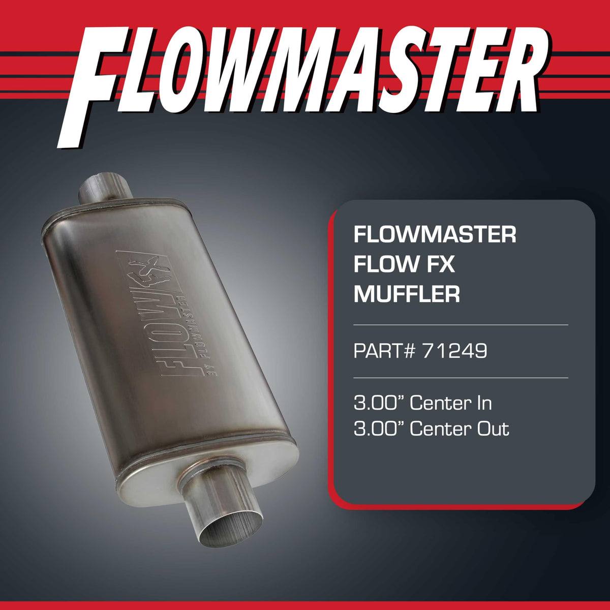 FLOWMASTER 71249 Flowmaster Flow FX Muffler – 3.00" Center In / 3.00" Center Out