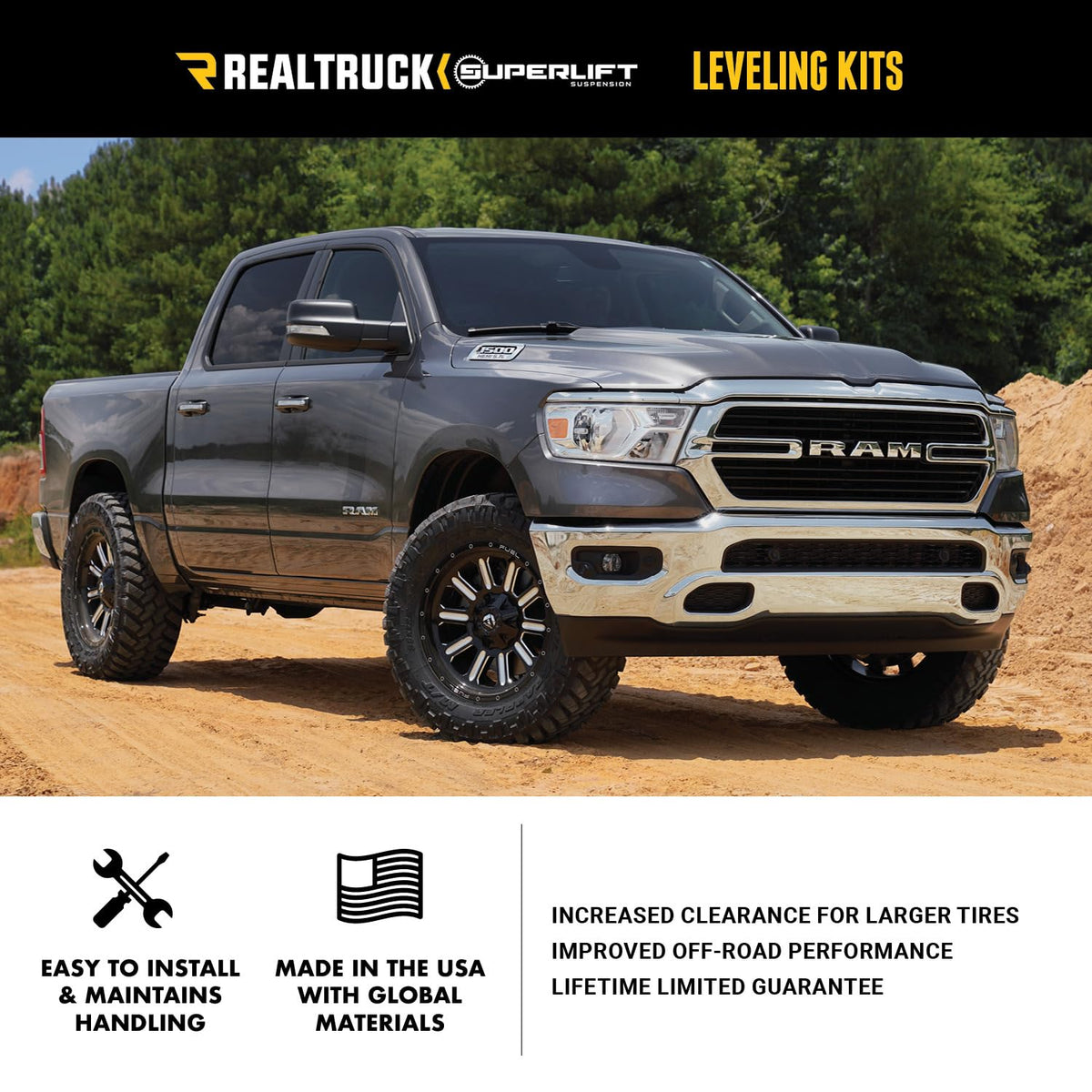 SUPERLIFT 40044 SUPERLIFT SUSPENSION 2.5" Leveling Kit for RAM 1500 | Strut Spacers | 40044 | Fits 2012-2019 RAM 1500 Classic (Does Not fit TRX or AirRide Models)