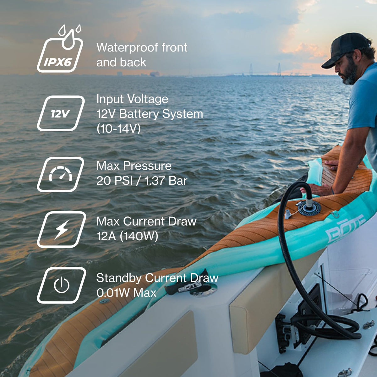 SCANSTRUT SC-AOB-A2 SCANSTRUT Atmos On-Board Air Station SC-AOB-A2, IPX6 Waterproof 12V Built-in Inflator, 20 PSI Two-Stage Pump for Paddleboards, Towables & Marine Use