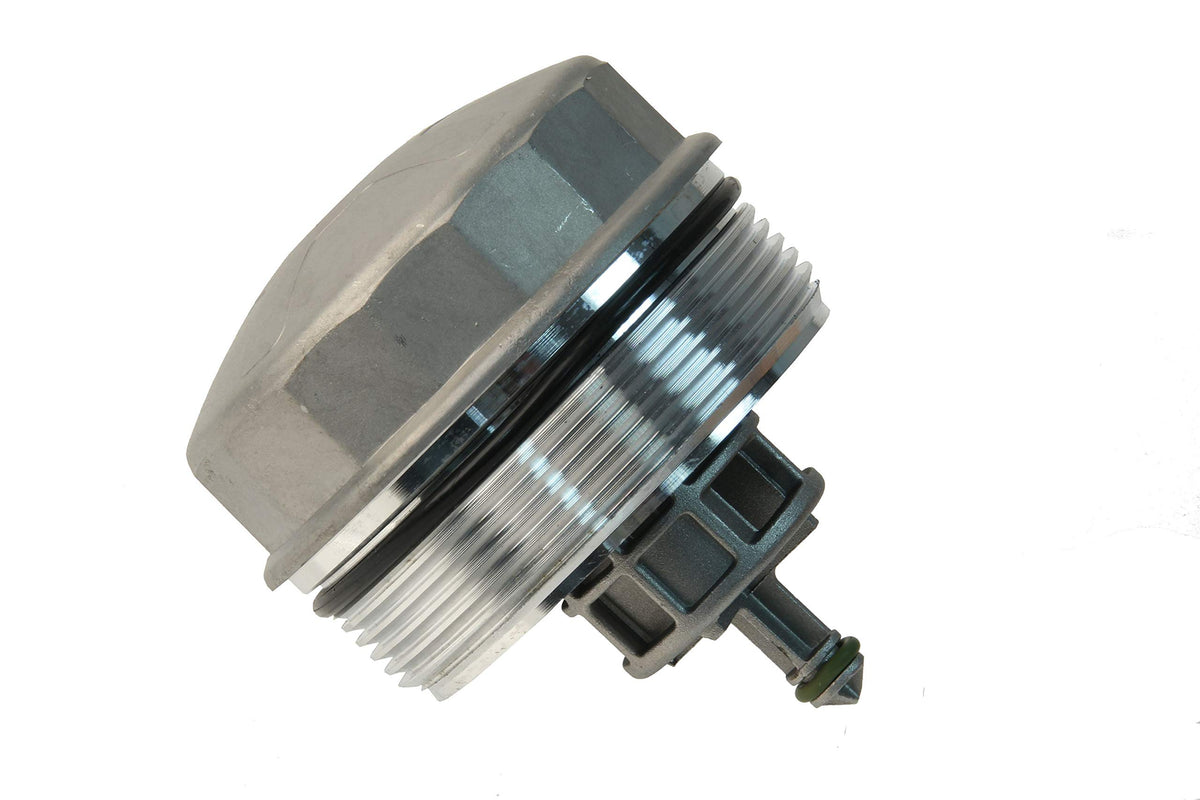 URO Parts 11427525334PRM Oil Filter Cover, Aluminum vs OEM is plastic