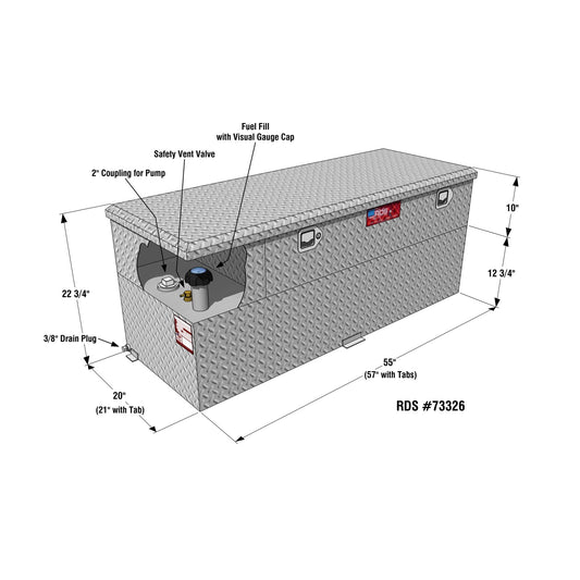 RDS MFG INC 73326 RDS Fuel Transfer/Auxiliary Tank/Toolbox Combo with 8 Gpm Pump - 60-Gal. Capacity