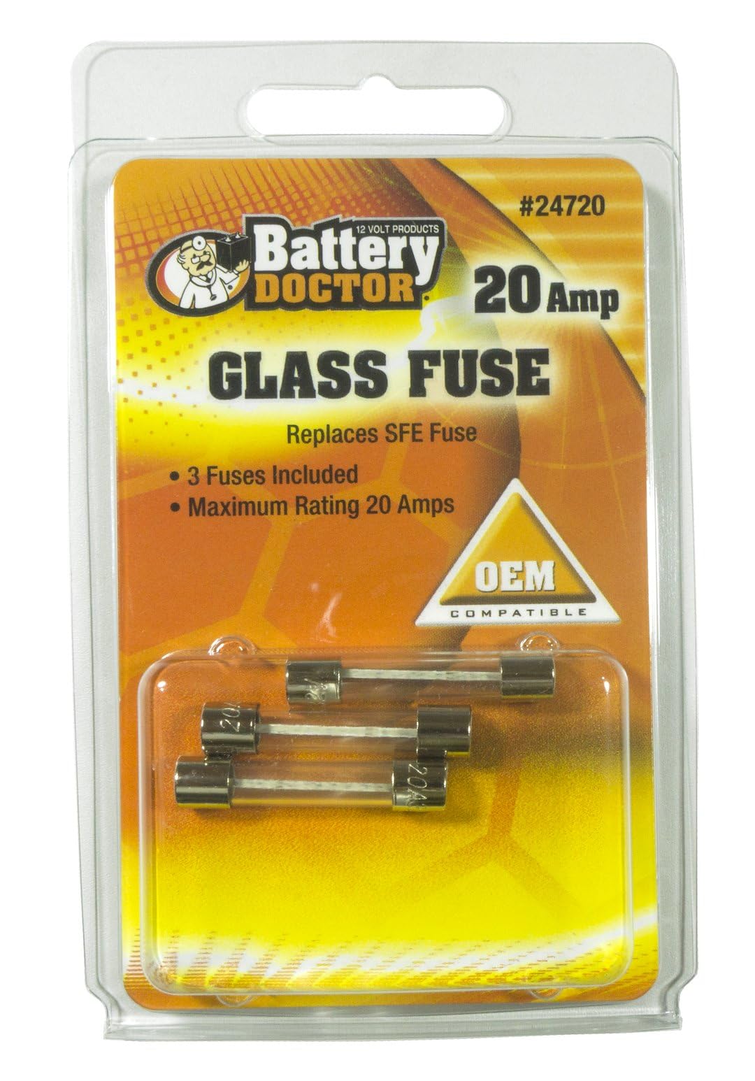 WIRTHCO 24720 Battery Doctor by WirthCo, SFE Glass Fuse, 20 Amp, SFE Replacement Cartridge Fuse, Retail Pack (24720)