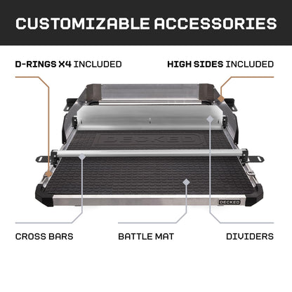 Decked DCG1000XL-5641 CargoGlide XL Truck Bed Slide – 1000 lb Capacity, 100% Extension – Heavy-Duty Pickup Cargo Slide for Easy Bed Access – Compatible with CargoGlide 1000XL / 100% / 41" W / 56" L for Midsize - Short