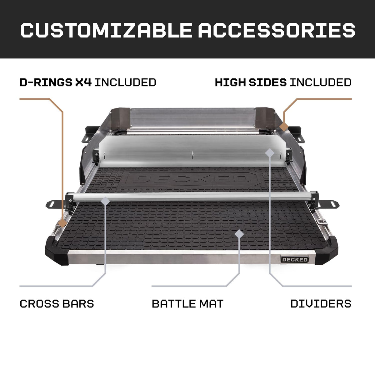 Decked DCG2200XL-6348 CargoGlide XL Truck Bed Slide – 2200 lb Capacity, 100% Extension – Heavy-Duty Pickup Cargo Slide for Easy Bed Access – Compatible with CargoGlide 2200XL / 100% / 48" W / 63" L for Fullsize - Short