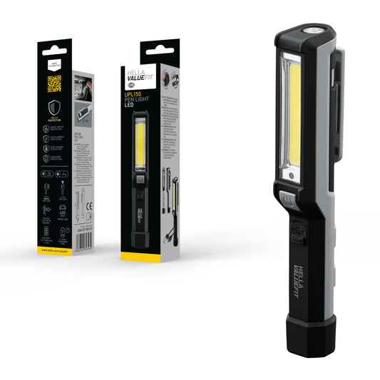 HELLA 357300101 Hella VALUEFIT UPL150 Rechargeable Pen Flashlight, 150 Lumen LED, Compact Design, Rotating Clip with Magnet