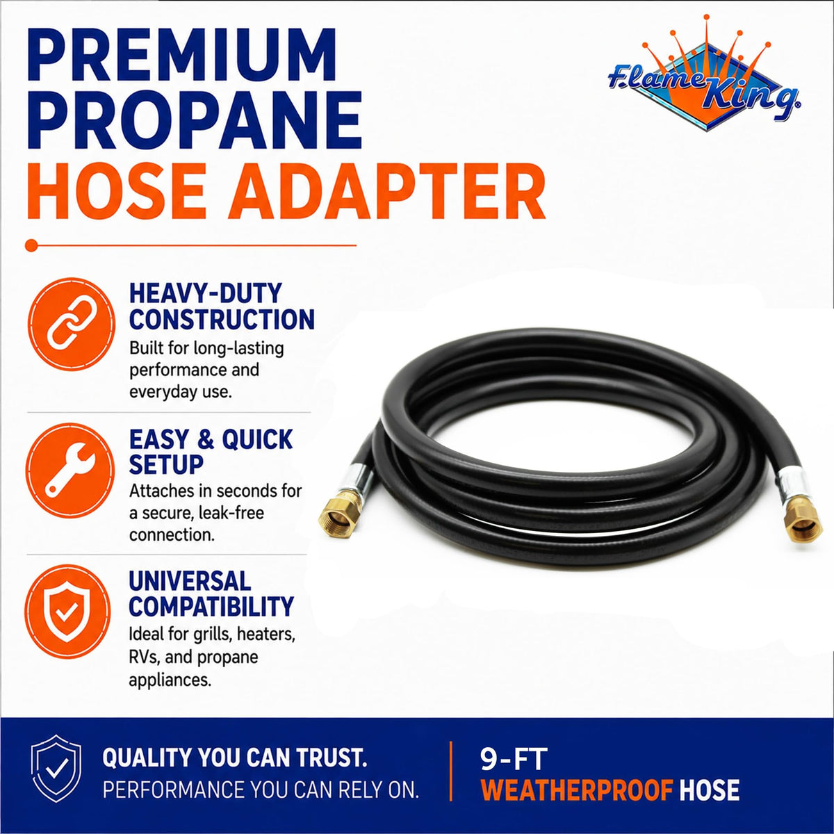FLAME KING MB100159-106 Flame King 106-inch 3/8" ID Thermoplastic Propane Hose with female flare swivels