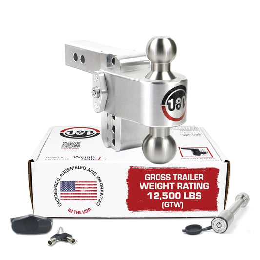 WEIGH SAFE LTB4-2-KA Weigh Safe 180-Degree Trailer Hitch - Adjustable Trailer Hitch for Towing - Compatible with 2" Receivers - 4" Drop, Stainless Steel Tow Balls, 12,500 GTW, 2-Piece Lock Set