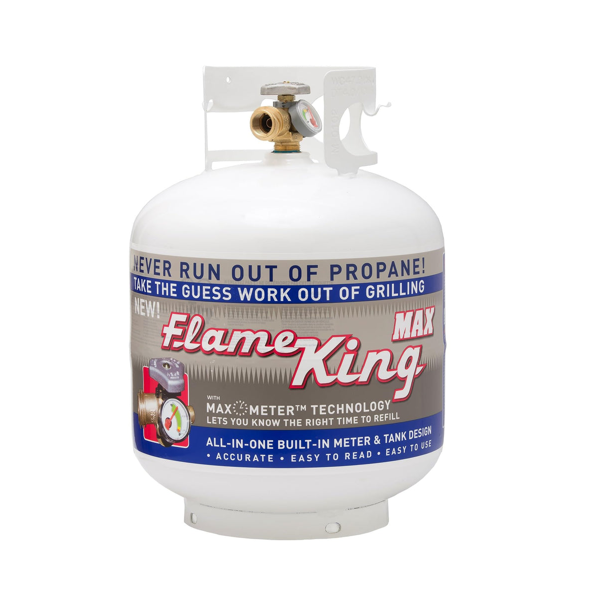 FLAME KING YSN230 Flame King YSN230 20LB Steel Propane Tank Cylinder With Overflow Protection Device Valve and Built-in Gauge, Great For Grills And BBQs