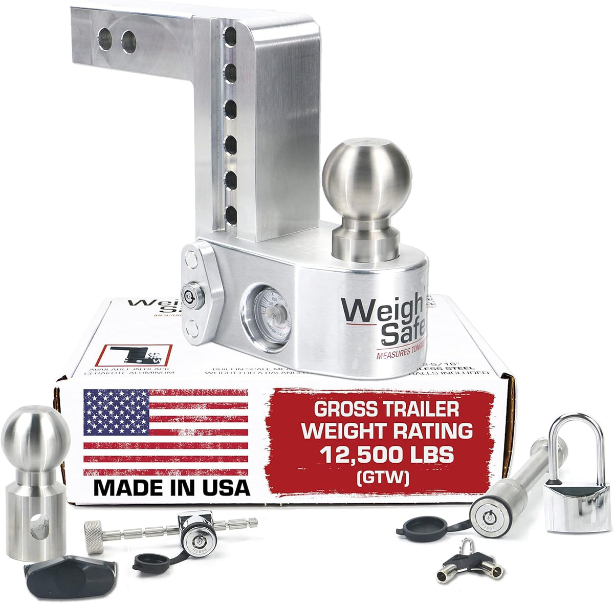 WEIGH SAFE WS6-2-SET Weight Safe WS6-2-SET 6" Drop Hitch w/ 2" Shank (8K/12.5K GTWR) w/ WS05, WS11, WS12 Weigh Safe 6" Drop Hitch w/ 2" Shank