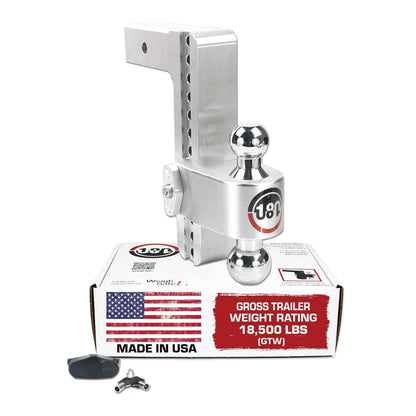 WEIGH SAFE CTB10-2.5 Weigh Safe Trailer Hitch Ball Mount, 10" Drop, 2.5" Receiver, Chrome Balls