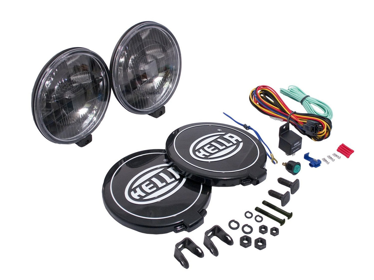 HELLA 005750991 Hella Black Magic 500 Halogen Series Driving Lamp Kit - Performance High Beam Off-Road Light for Pickup Trucks, SUV, 4x4, Jeep, Tractors / 005750991