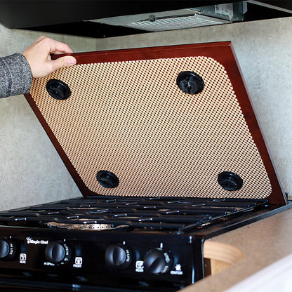 CAMCO 43526 Camco RV Silent Top Stovetop Cover | Measures 19.5-inches (L) x 17-inches (W) x .75-inches (H) | Bordeaux Finish (43526)