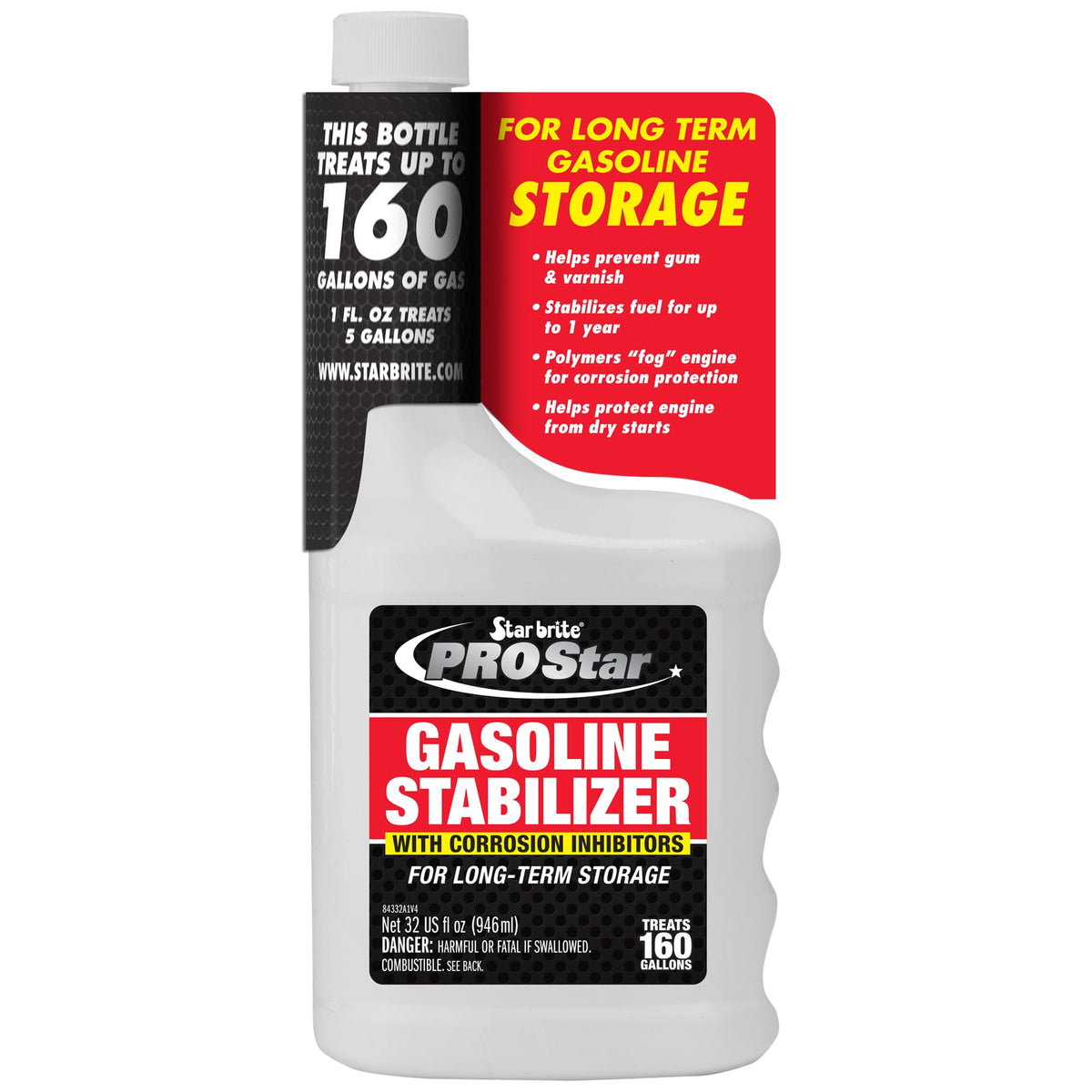 STAR BRITE 084332 STAR BRITE PRO Star Gasoline Stabilizer - Fog & Protect Stored Engines & Entire Fuel System from Corrosion - Keep Gas Fresh for up to 1 Year - EZ Store EZ Start - 32 OZ (084332)