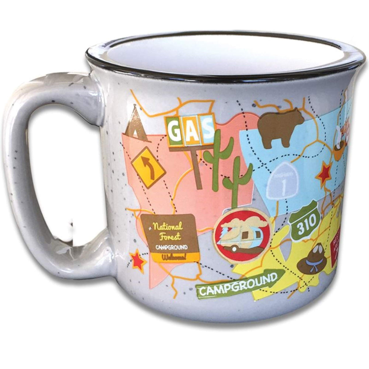 CAMP CASUAL CC-004TMG Ceramic Coffee Mug - 15 oz Retro Inspired Camping Mug - for Hot & Cold Drinks - Works as a Tea, Soup, & Coffee Mug - Stylish, Versatile, & Microwaveable Camping Coffee Mugs by Camp Casual