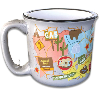 CAMP CASUAL CC-004TMG Ceramic Coffee Mug - 15 oz Retro Inspired Camping Mug - for Hot & Cold Drinks - Works as a Tea, Soup, & Coffee Mug - Stylish, Versatile, & Microwaveable Camping Coffee Mugs by Camp Casual