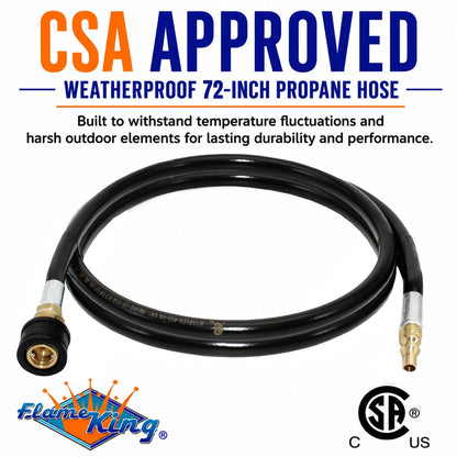 FLAME KING MB100395-72 Flame King RV, Van, Trailer, Dual Quick Connect Hose, LP Gas Only, 72 Inch, 1/4 Inch ID - 100395-72 , Black